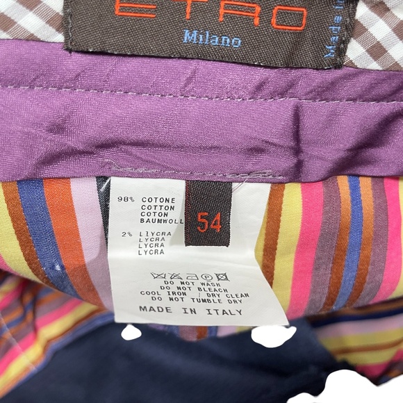 Etro Milano 54‎ Cotton Lycra Navy Cords Zipper Closure Pockets Made in Italy - Picture 3 of 6